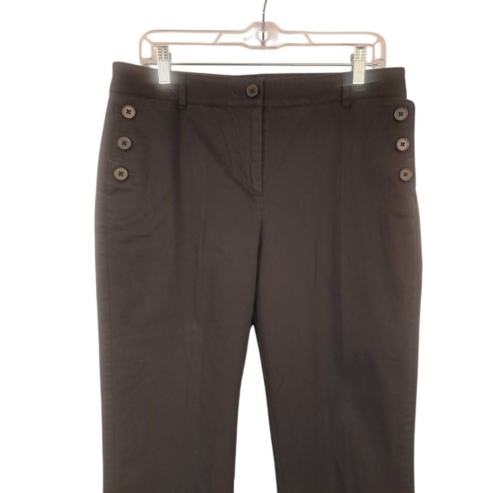 TALBOTS 10 Cropped Pants‎ Sailor Style Button Accent Cotton Blend Black Nautical